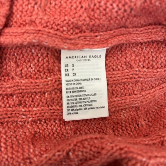 American Eagle Sweater Small Coral Pink Cable Knit Crew Neck Pullover Women's - Picture 11 of 11